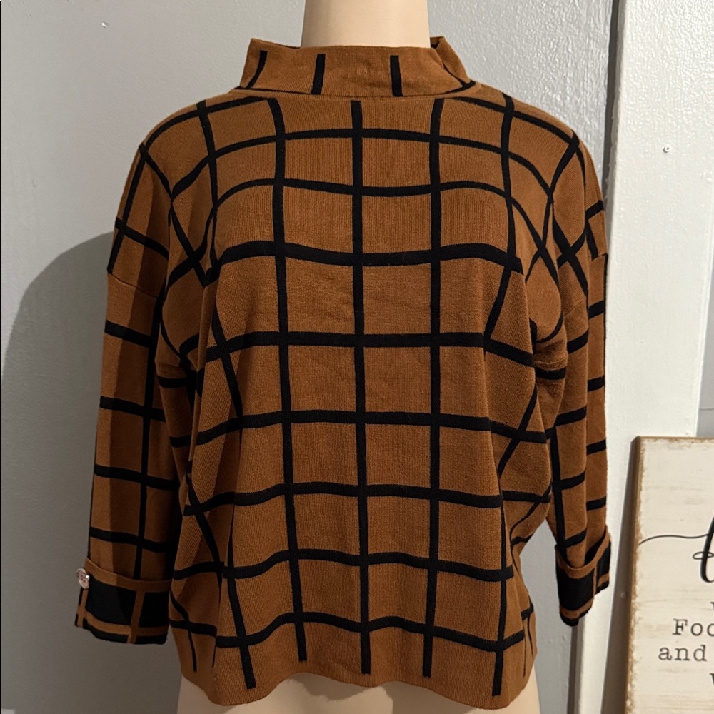 Plaid Brown and Black Women's Top